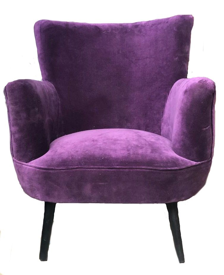Aubergine Velvet Chair & Pansy Throw